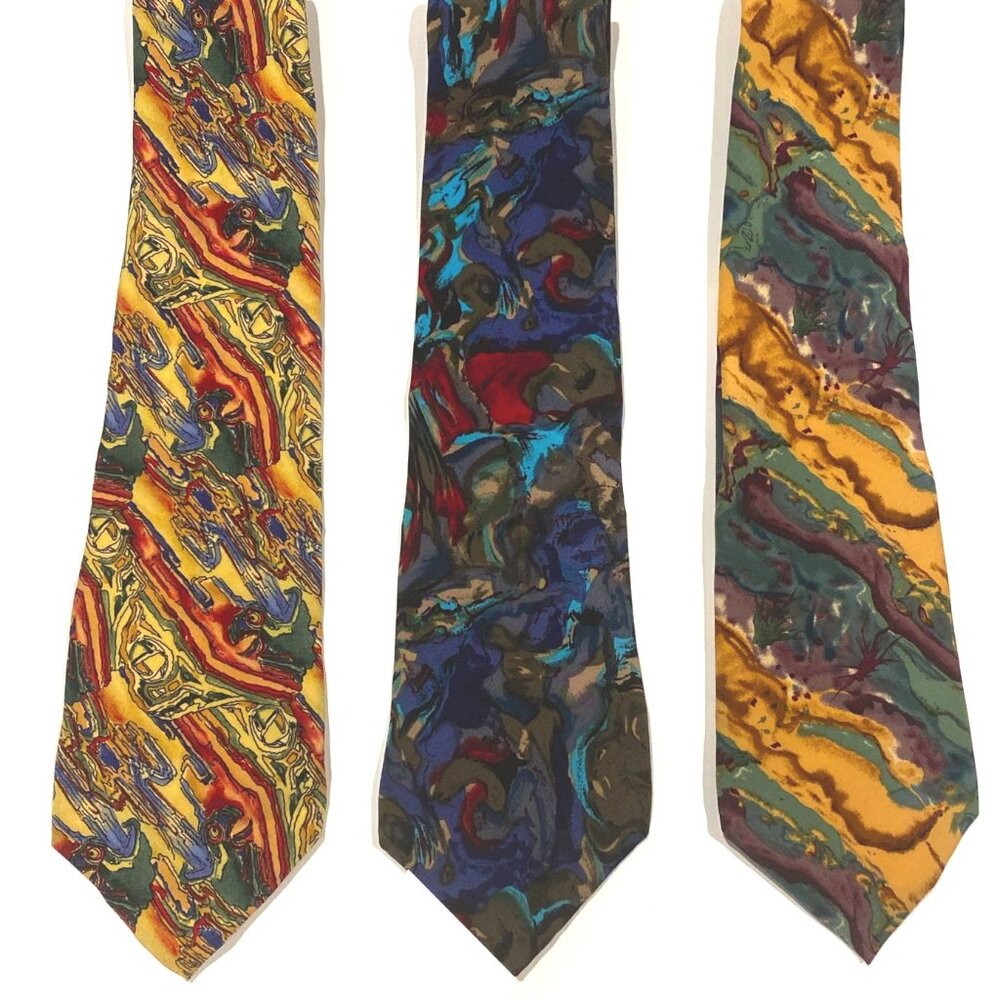 GUAR. AUTHENTIC - Set of 3 Jerry Garcia Silk Ties - from Grateful Dead Artwork